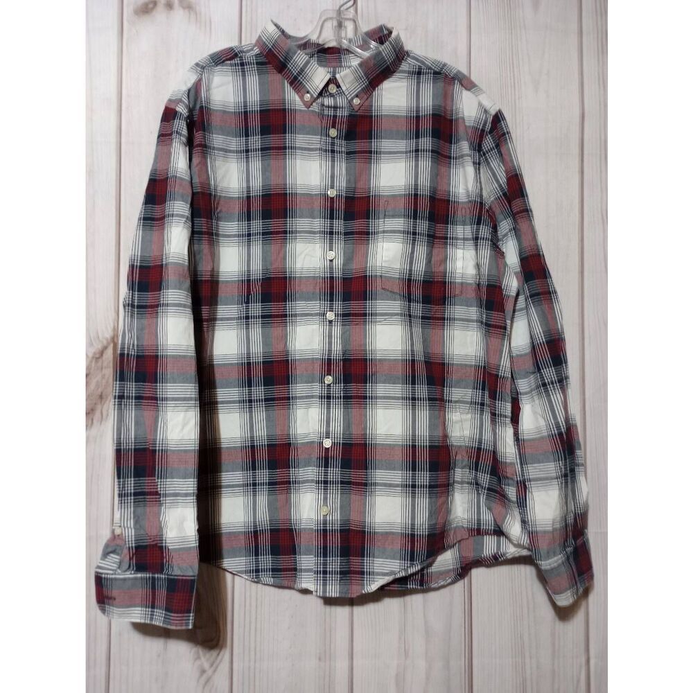 Goodfellow & Co Mens XXL Red White Blue Long Sleeve Button Down Shirt Cotton‎
